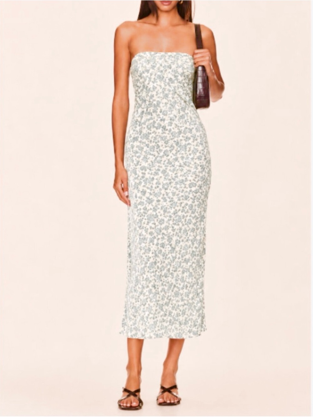 House of Harlow Strapless Floral Satin Long Dress Size M